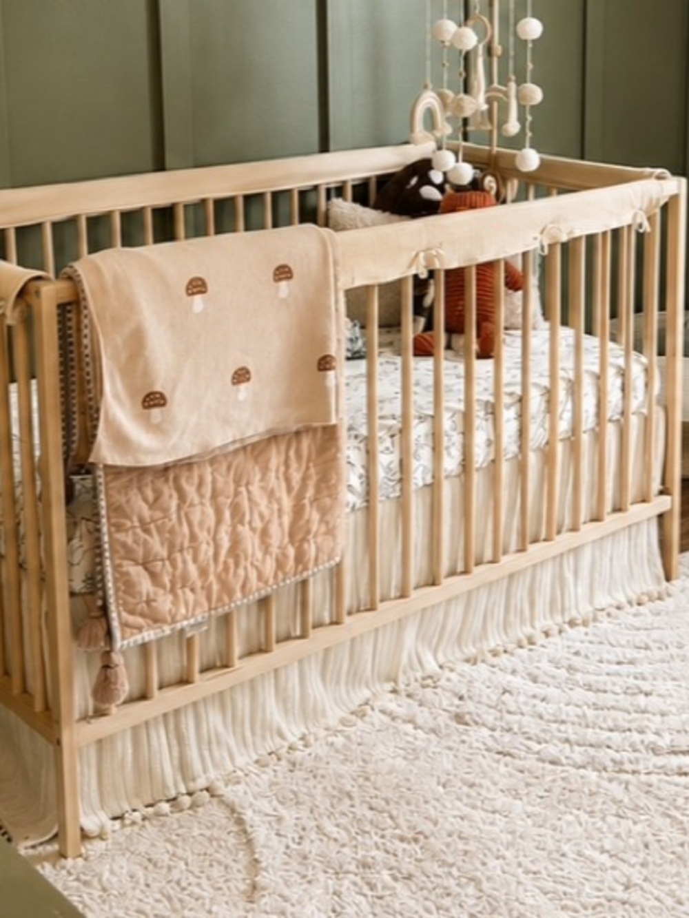 Crane Baby Neutral Cream Textured Crib Skirt